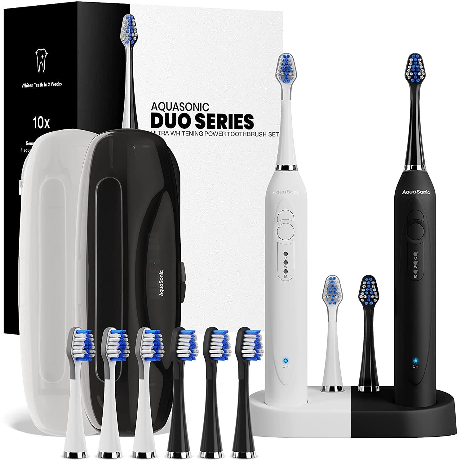 The best electric toothbrush with dual handle is aquasonic DUO